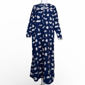 Lanz of Salzburg Puppy Love 100% cotton flannel nightgown eyelet lace trim Flaw